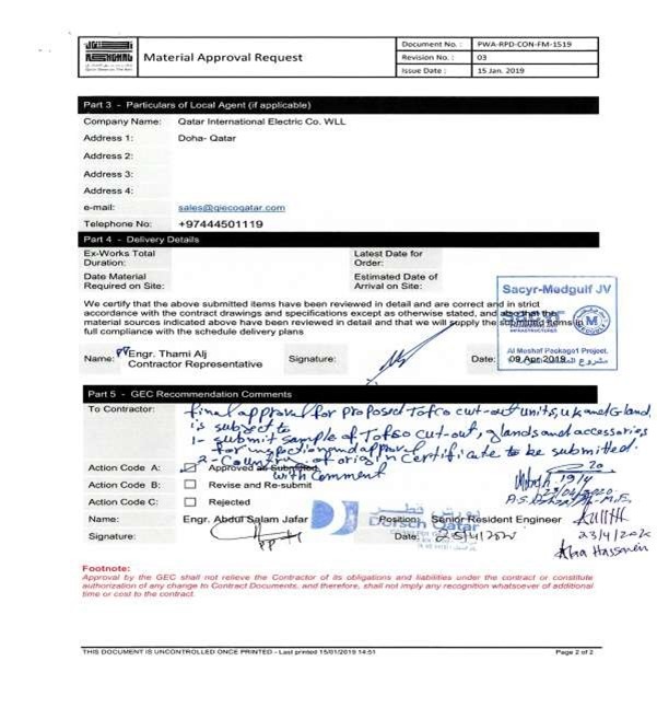 Fixed Operations Service Form Operation & Maintenance Project – SETCO